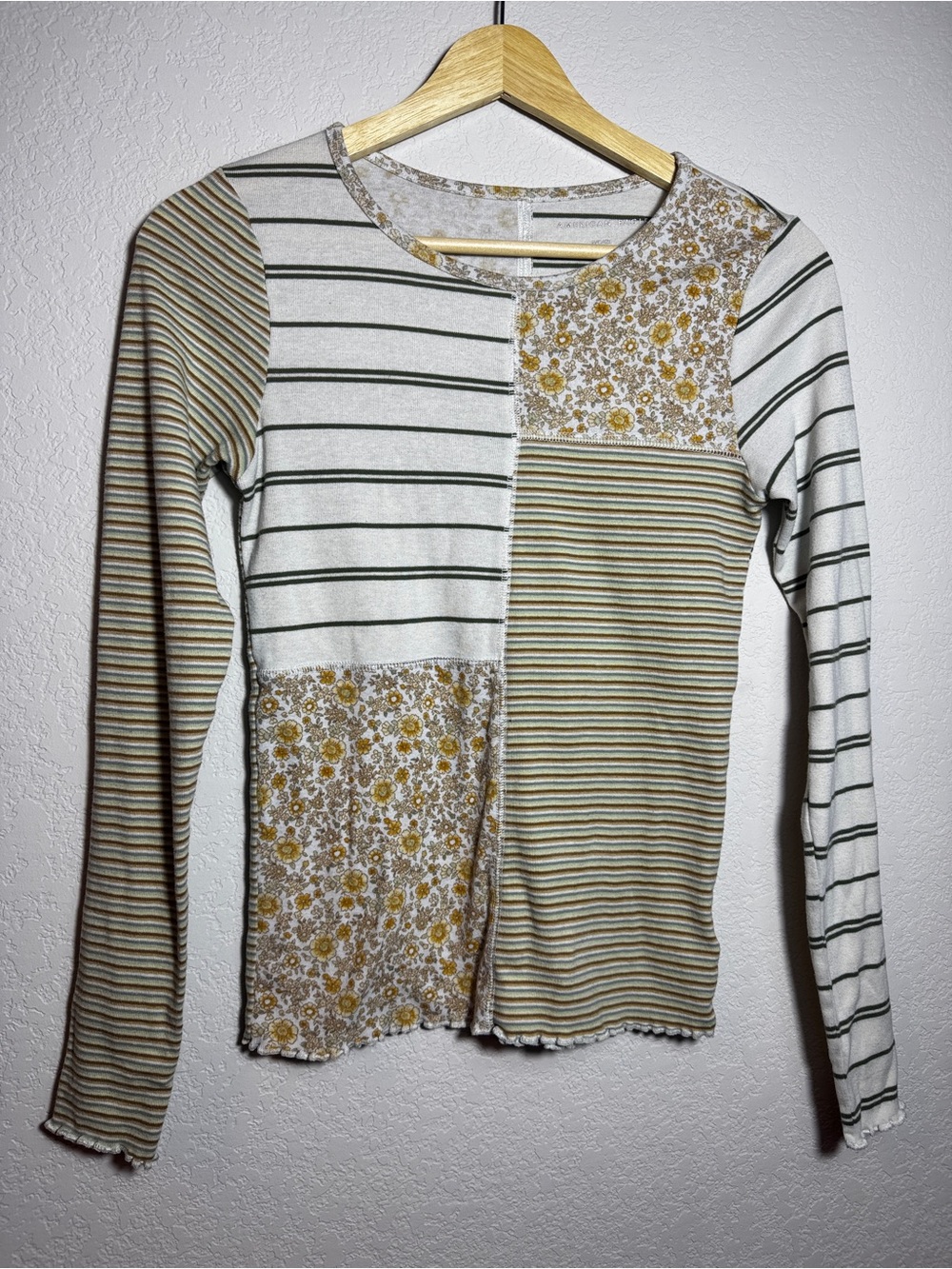 American Eagle Top Womens S Patchwork Floral Striped cottagecore Y2K